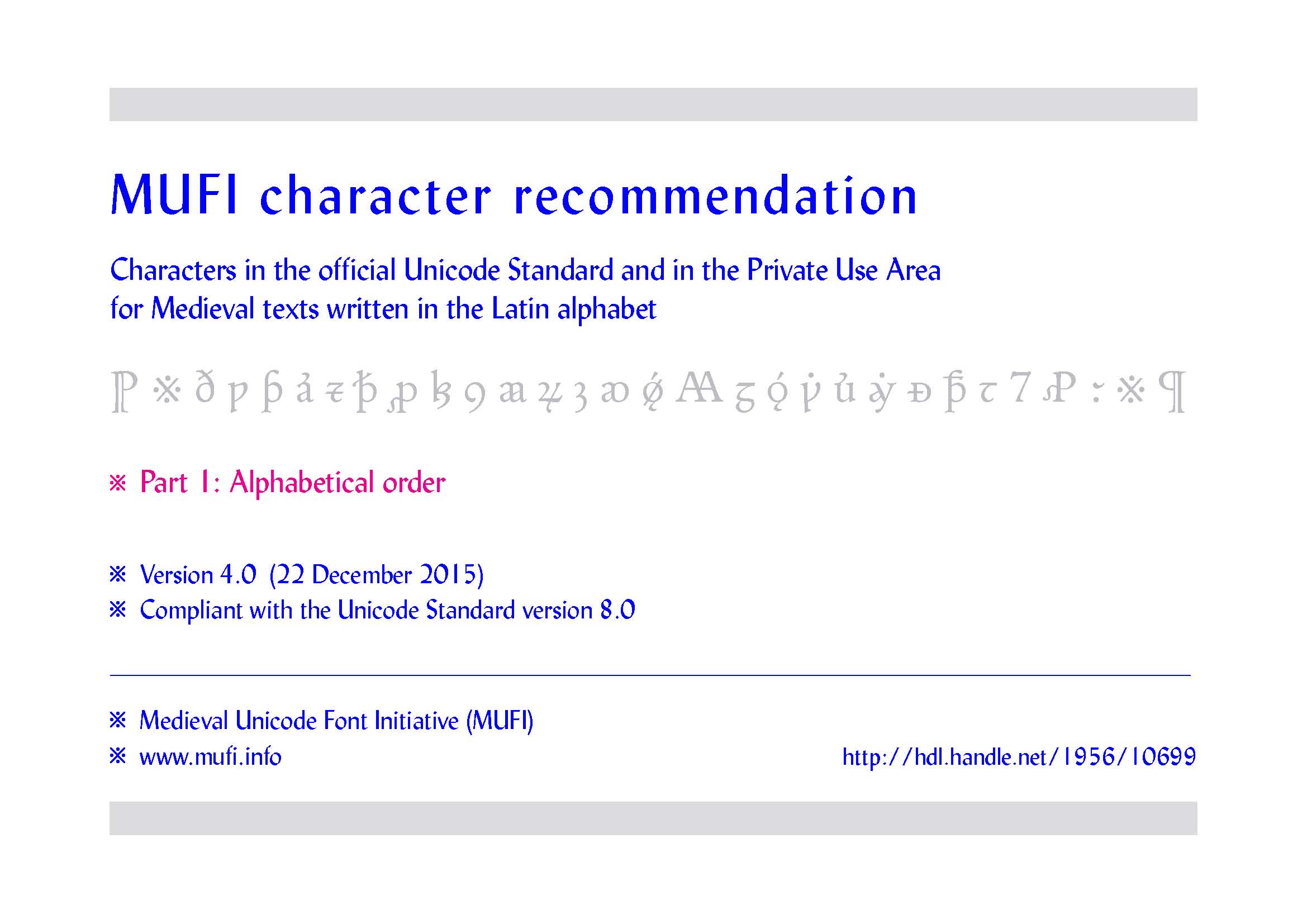 Medieval Characters In Unicode 2015 Research Group For Medieval 