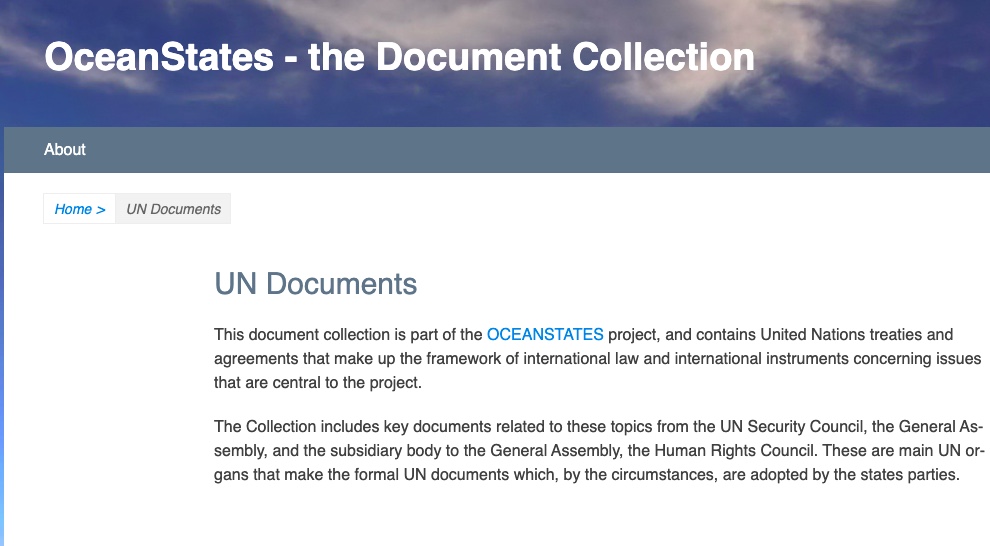 The OceanStates Document Collection Island Lives, Ocean States UiB