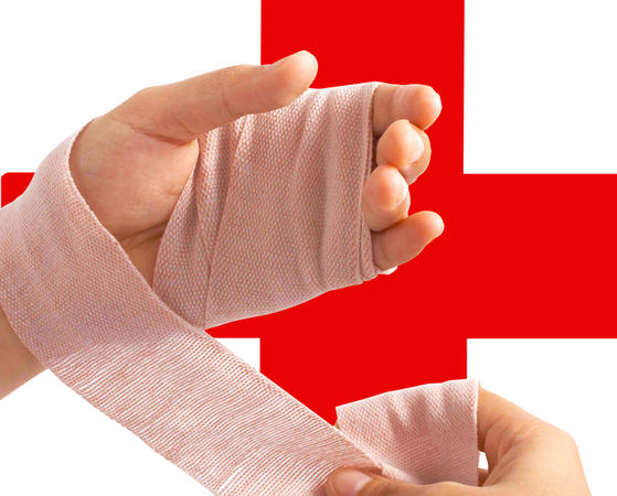 photo of bandaged hand