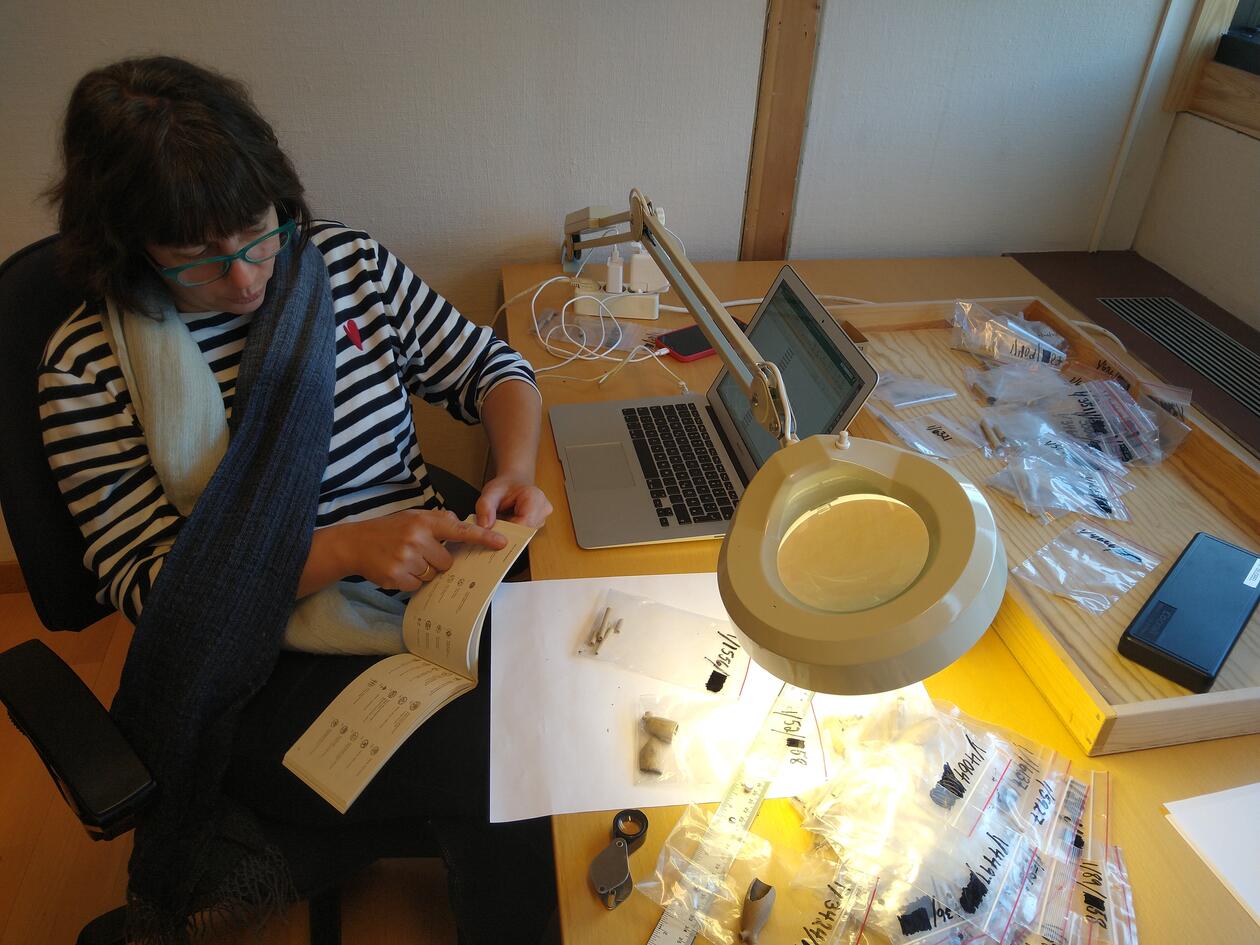 Natascha studying clay pipes
