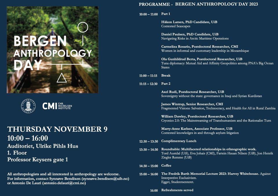 Programme Bergen Anthropology Day 2023