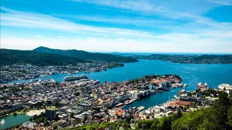 Utsikt over Bergen fra Fløien