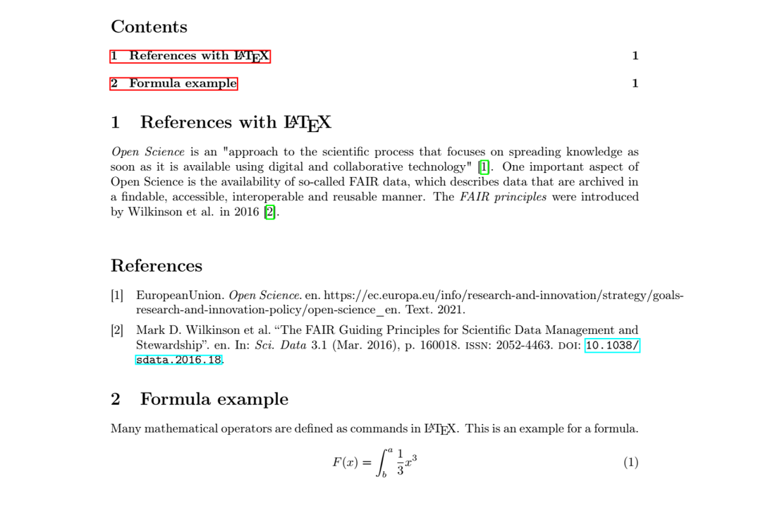 Latex example document. Numeric references with biblatex.