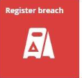 Image of the red "Register breach" button from UiBhjelp