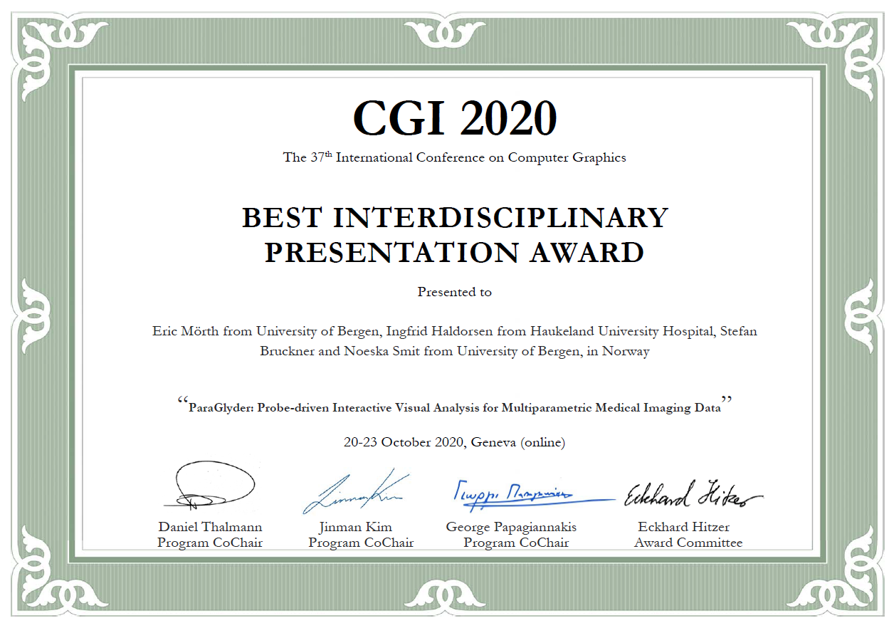Diploma for best interdisciplinary presentation award