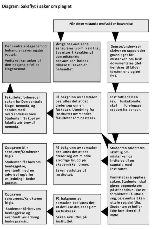 Illustrasjon med saksflyt i saker om plagiat.