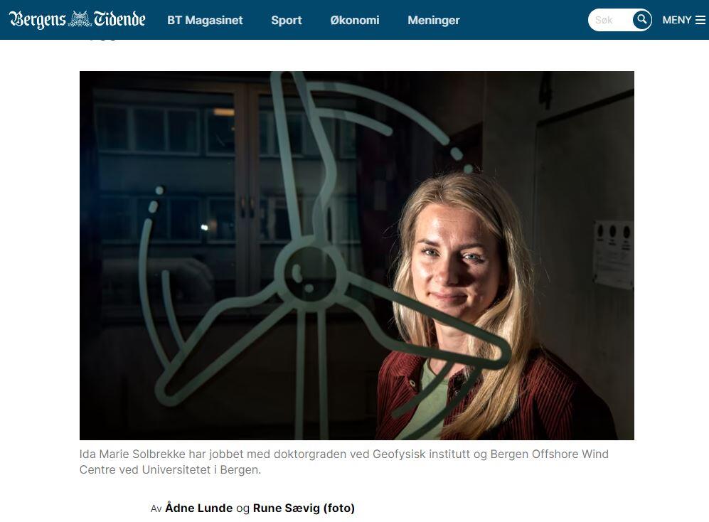 Ida Marie Solbrekke, stipendiat, Bergen Offshore Wind Centre