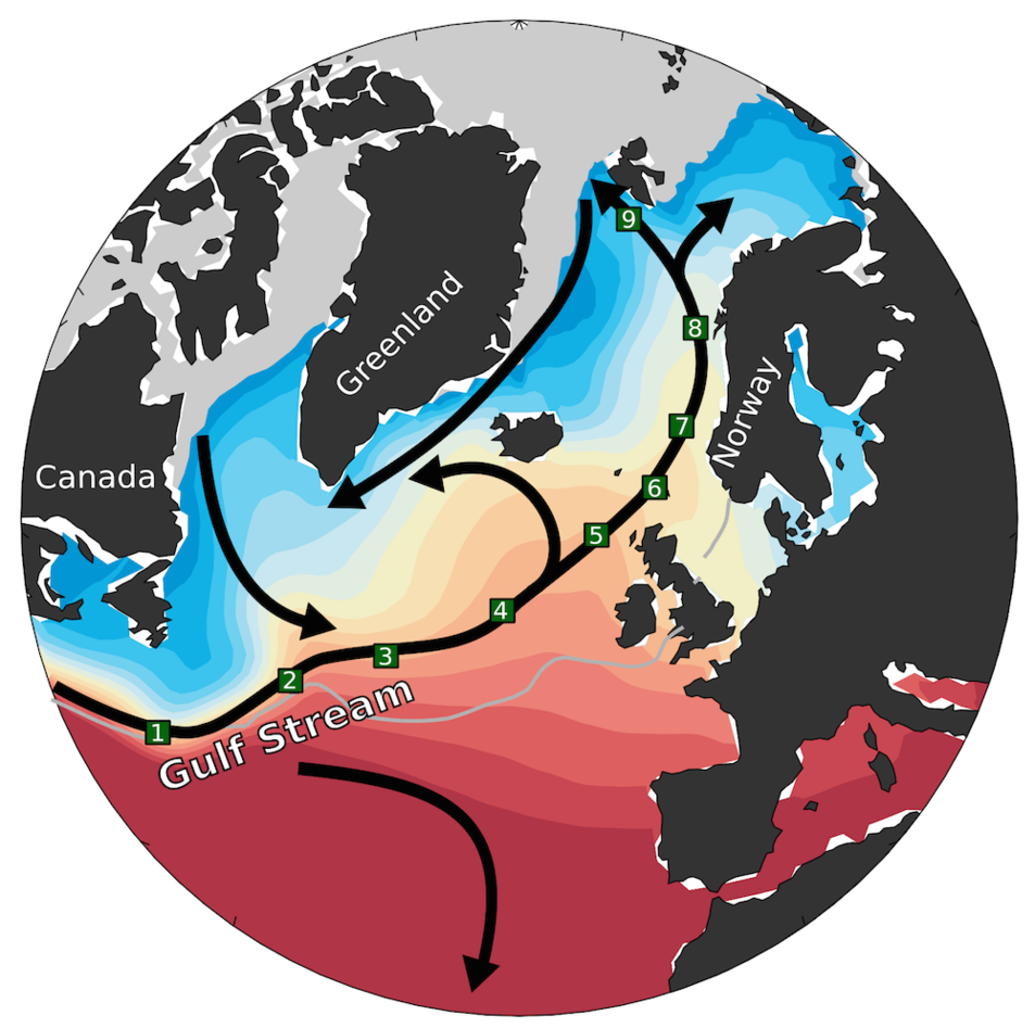 Golfstrømmens forlengelse mot Arktis.