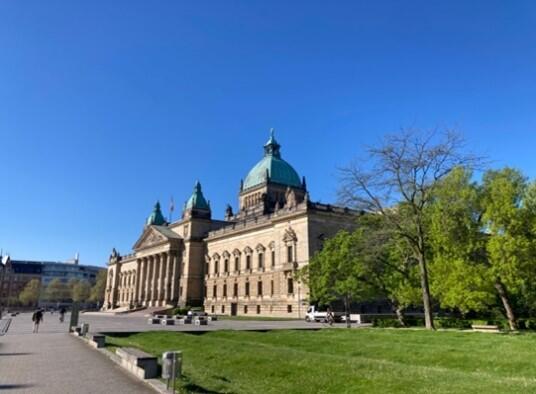 Bilde utenfor campus i Leipzig
