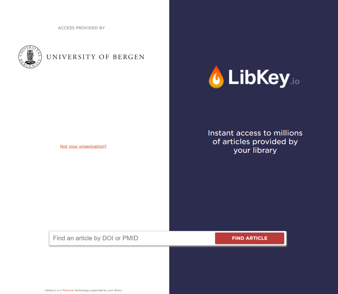 Screenshot from Libkey.io showing search box
