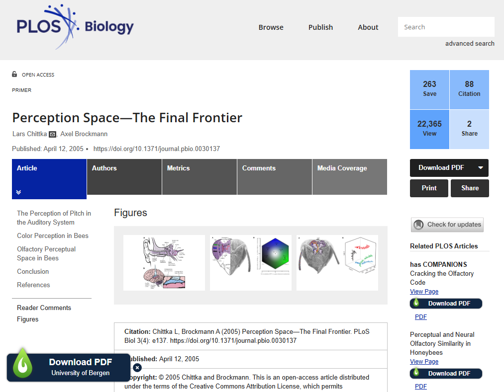 Screenshoot from PLOS showing LibKey-button