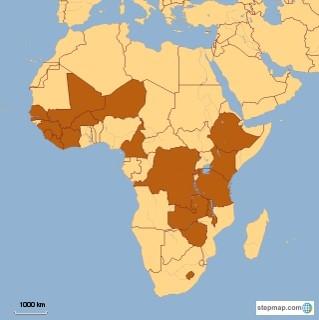 map of study areas in sub-Saharan Africa