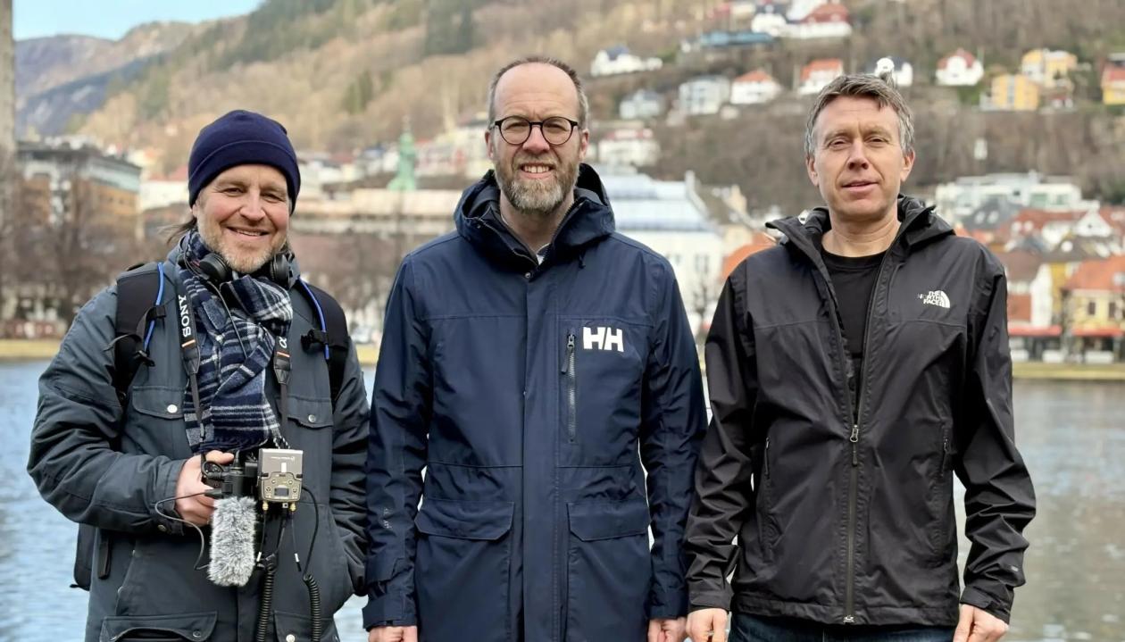 Fra venstre: produsent Frode Ims, filosofiprofessor Espen Gamlund og Lars Olaf Haaheim, animasjoner og grafikk.