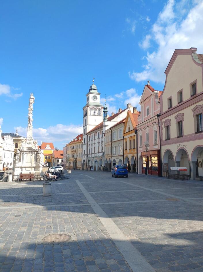 Town square with old buildings in Renaissance and Baroque styles