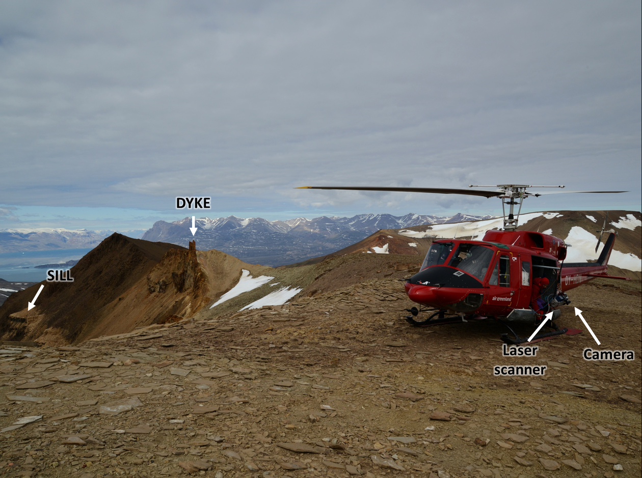 In order to understand how the intrusions occurred throughout the 22 km field area, the group used a helicopter-mounted laser scanner.