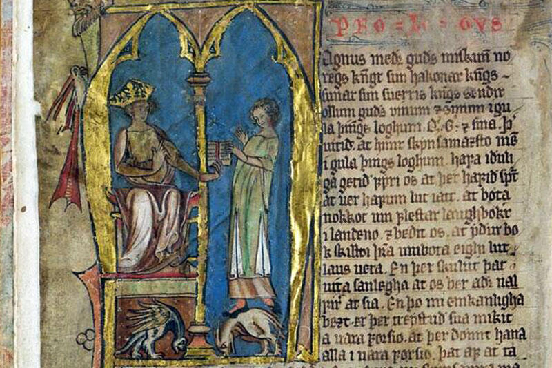 Bilete frå lovboka Codex Hardenbergianus frå 1300-talet.