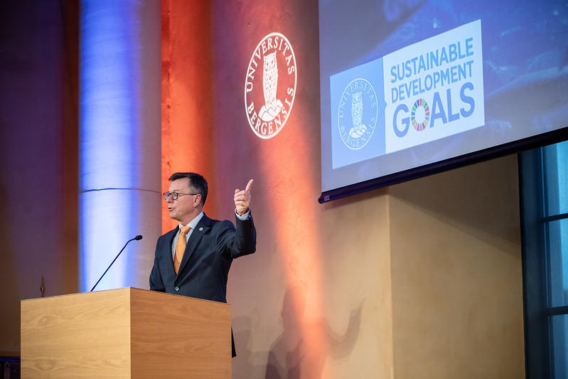 Rector Dag Rune Olsen at the first Ocean Sustainability Bergen Conference in October 2019. He is getting ready to attend a UN meeting in April to make a major announcement. 