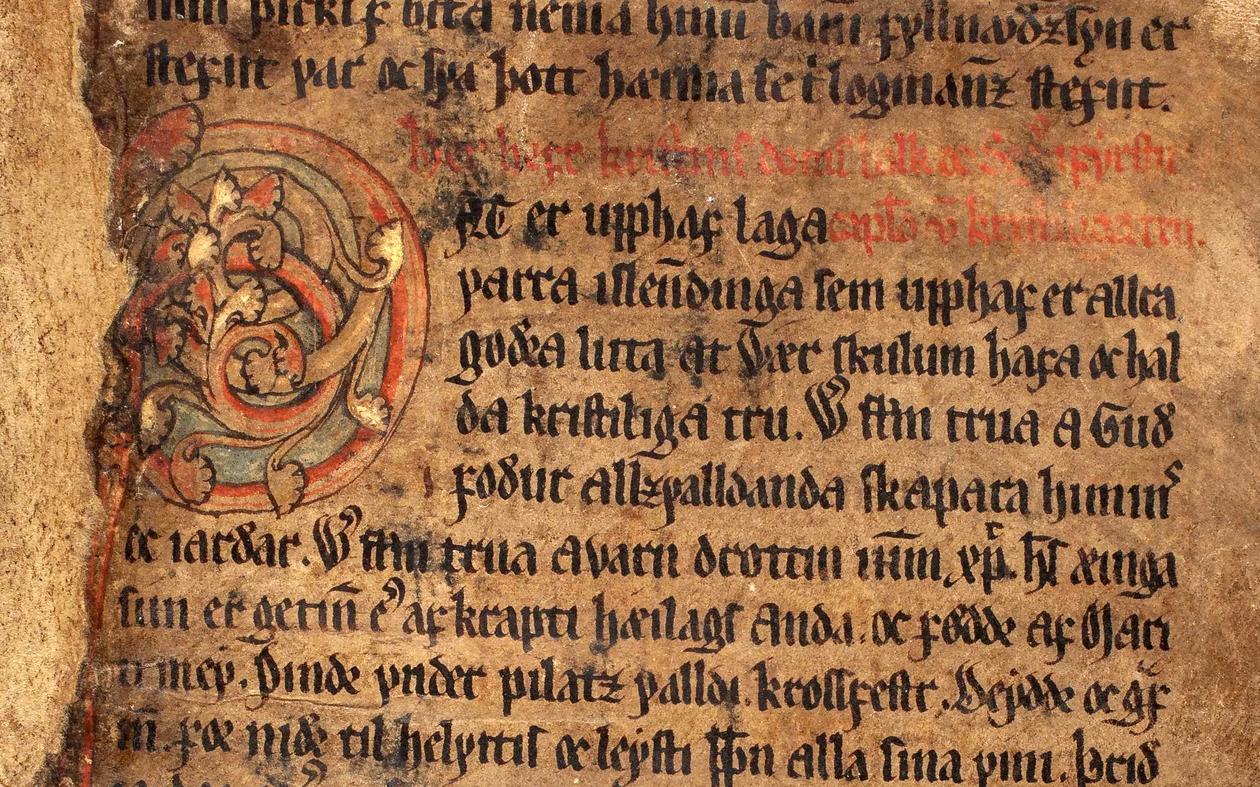 AM 134 4to, f. 1r: Jónsbók. 1281-1294. Reykjavík, Stofnun Árna Magnússonar í íslenskum fræðum