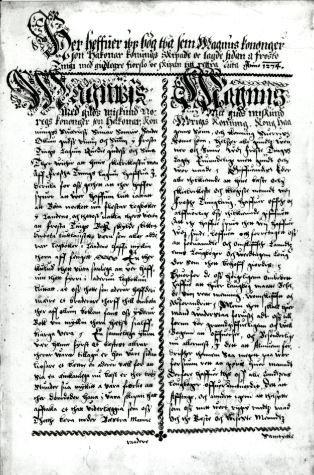 A manuscript page showing an original and translation in parallel columns