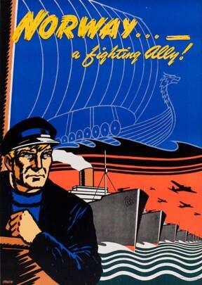 Plakat med sjømann og teksten Norway a fighting ally