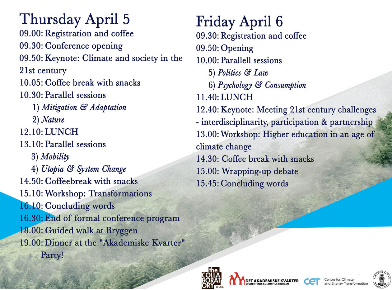 Conference program for Bergen International Student Conference 2018 