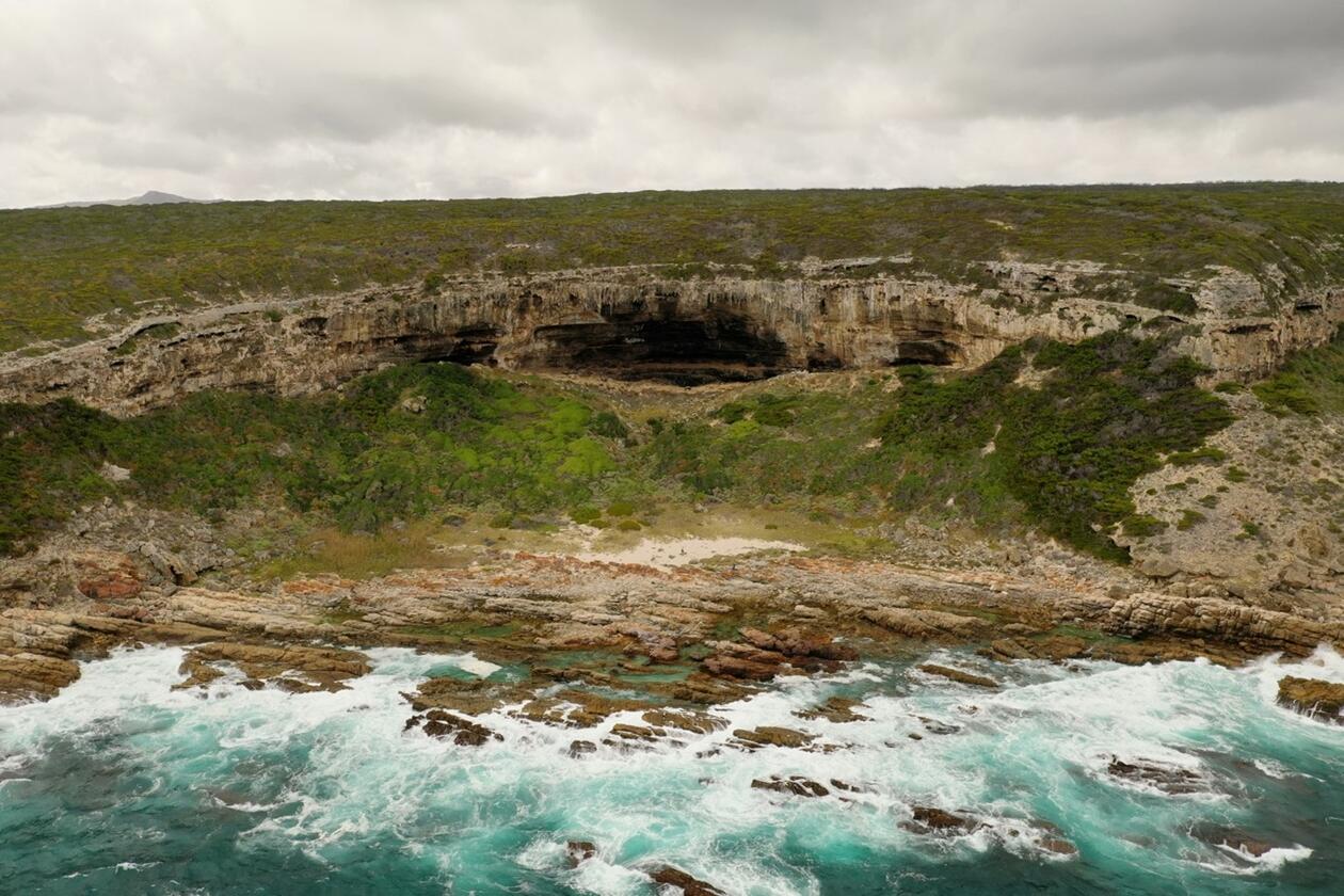 View of Bloukrantz cave in the De Hoop Nature Reserve in South Africa, where the dripstone was collected .