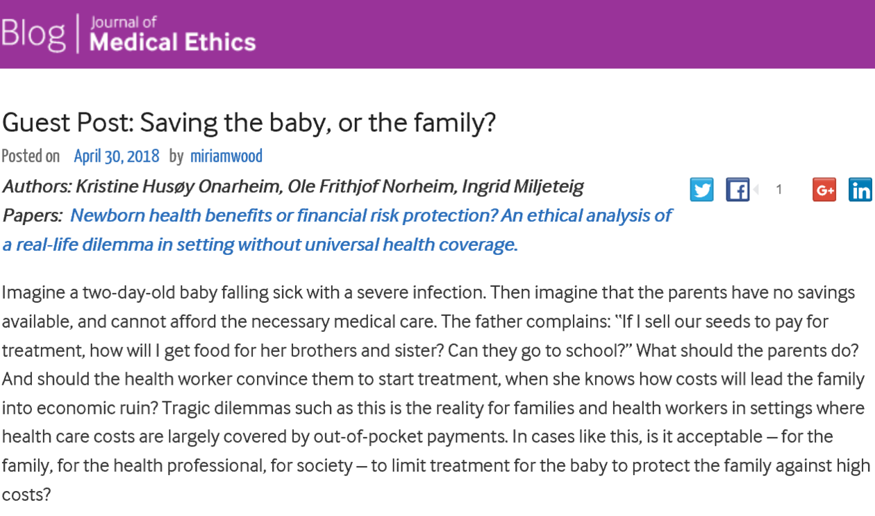 Blog post Journal of Medical Ethics 