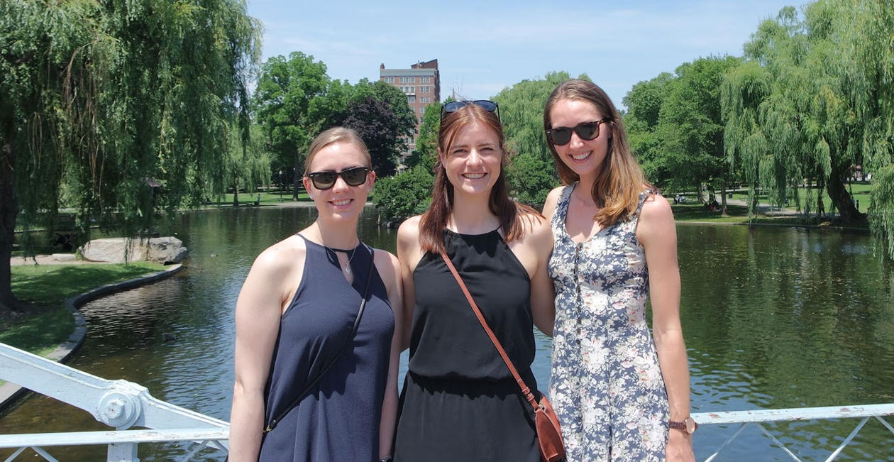 The 3 girls in a park.