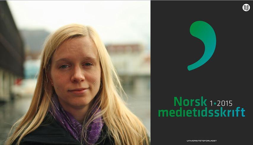 Forskeren Brita Ytre-Arne og forsiden til det ferske nummeret av Norsk medietidsskrift