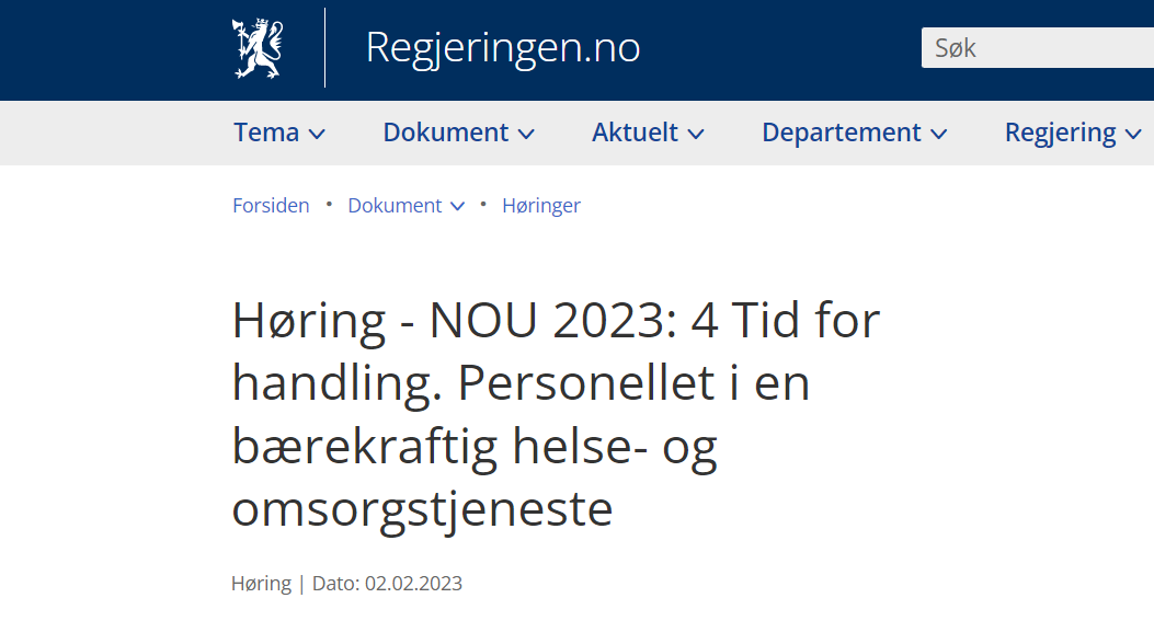 NOU 2023:4 Tid for handling Høyringssvar