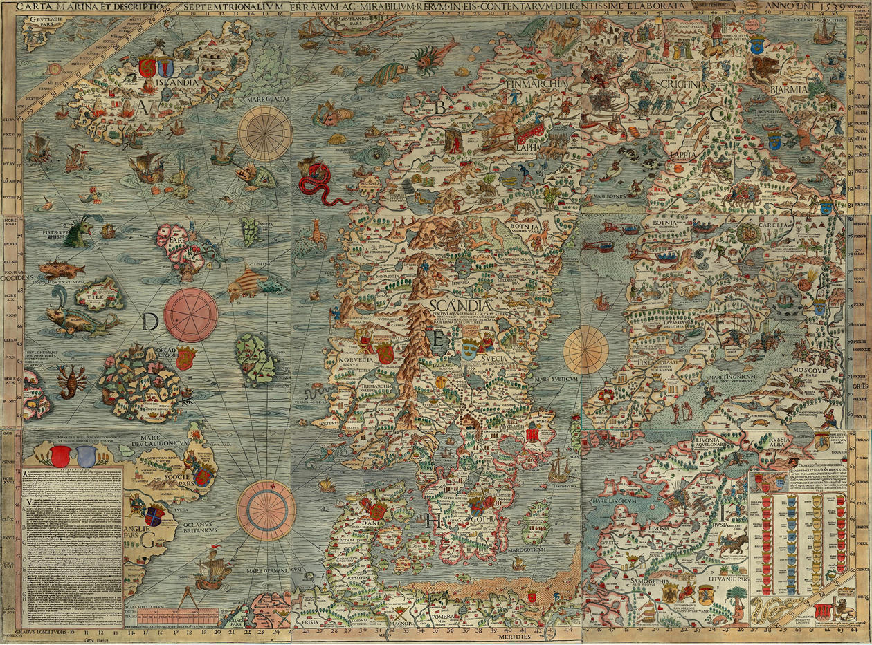 Carta Marina, det tidligste korrekte kartet fra 1500-tallet