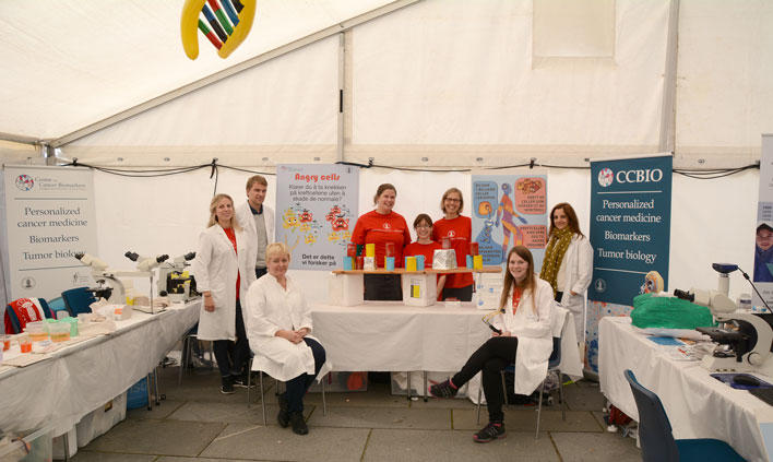 Smiling CCBIO staff ready to open their stand at the Bergen Research Fair 2014