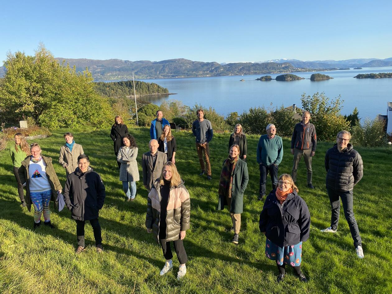 Group of people in front of fjord