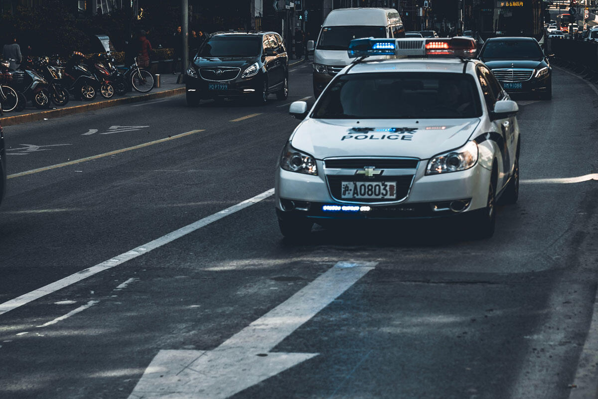 Police car in Shanghai streets