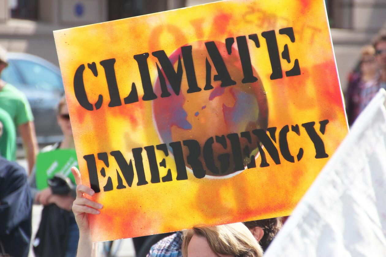 Climate protest banner