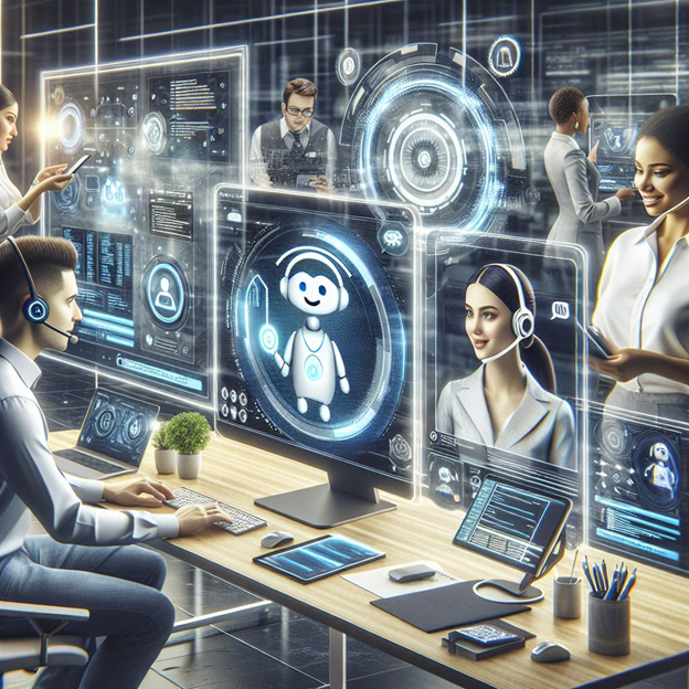 AI generated image of researcher in technology lab