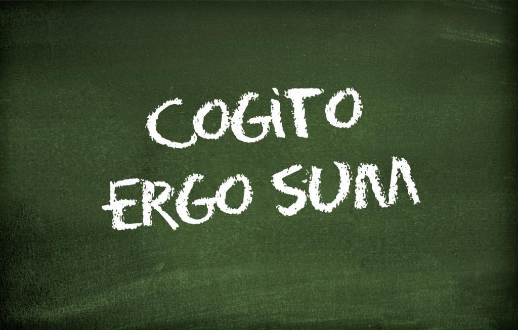 Cogito ergo sum skrevet på tavle