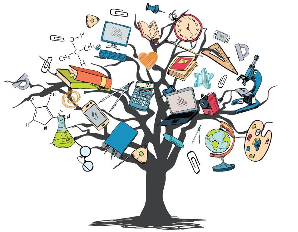 illustrasjonsfoto av et tre med masse undervisningsmateriell