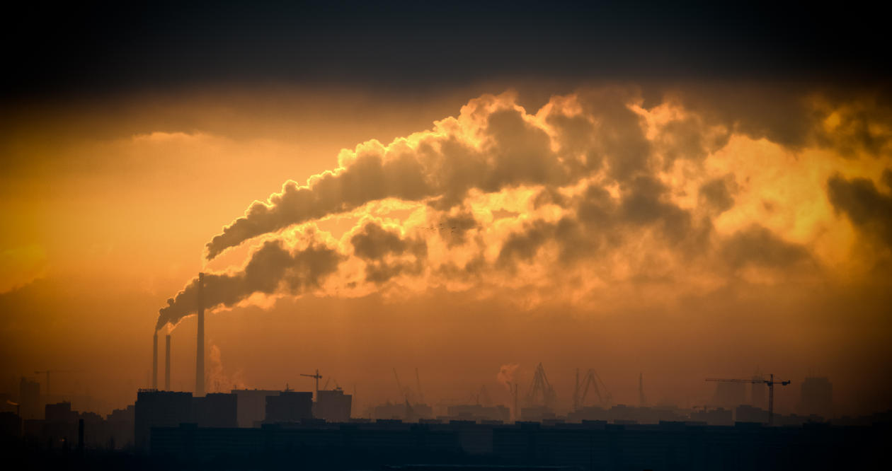 Heavy industry in the middle of the city, stock photo 