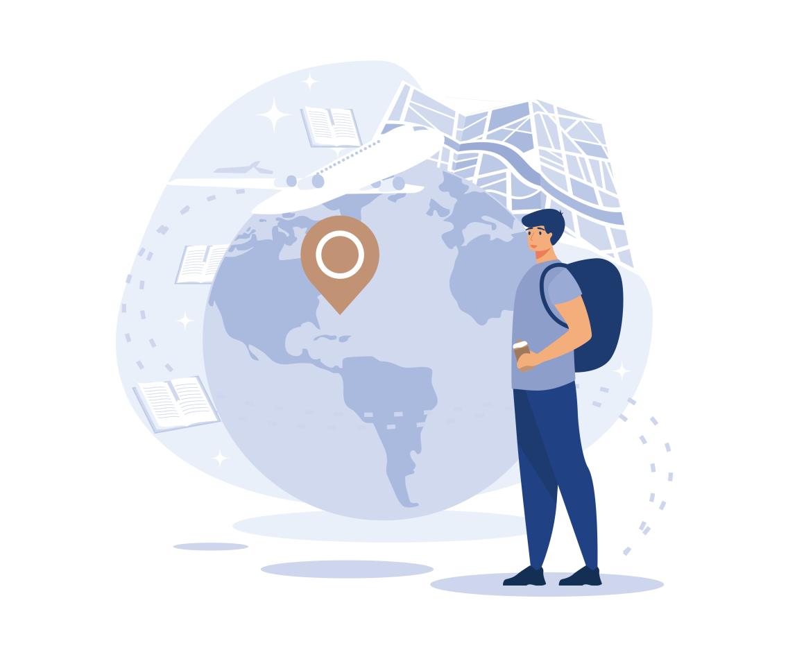 Illustration, student, map