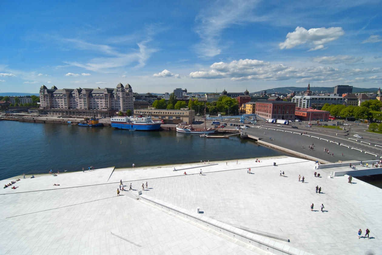 Oslo harbour seen from the Opera roof