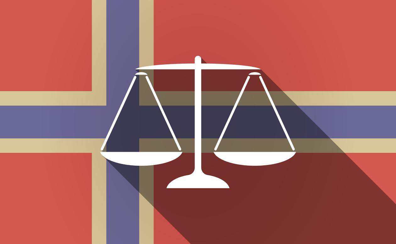 Illustrasjon av norsk flagg med vekt og skygge