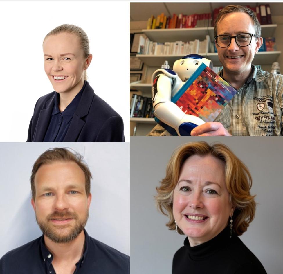 Bilde av fire innledere på konferansen