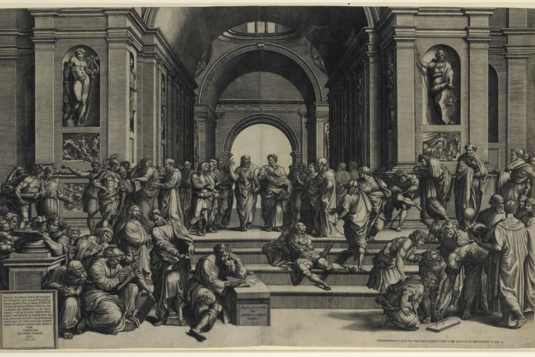 The School of Athens, after Raphael's fresco in the Vatican. 1550 (Print made by: Giorgio Ghisi)
