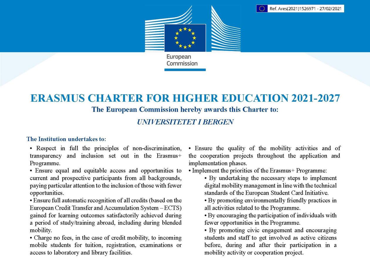 Erasmus Charter for higher education 2021-2027