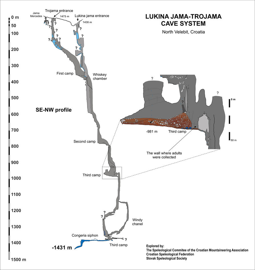 map Lukina-Jama-Trojama cave system Lukina-Jama-Trojama caves
