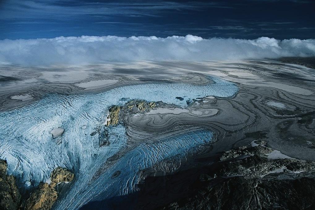 Image of Norwegian glacier Folgefonna melting.