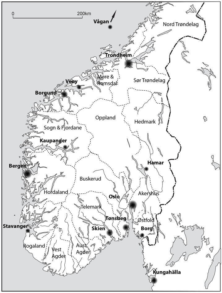 Sør Norge og 13 norske middelalderbyer