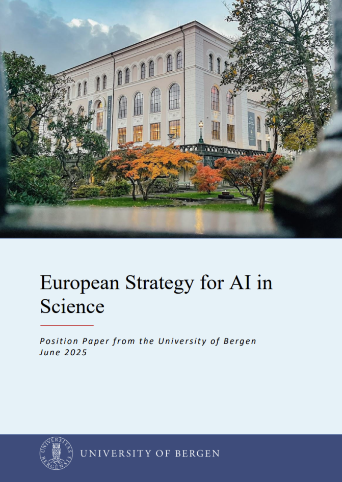 Front page of positioning paper, with photo from UiB