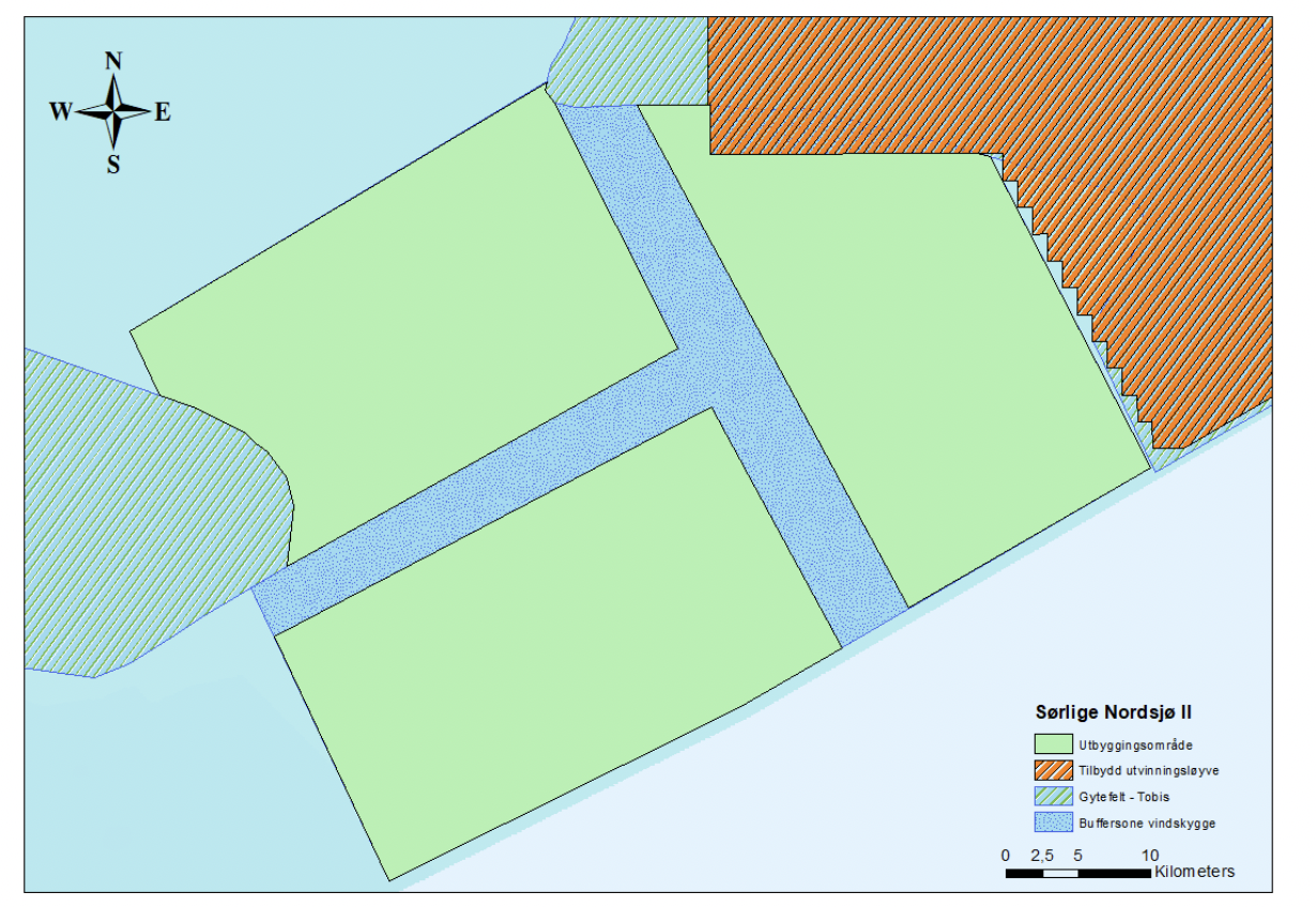 kart over området SNII med forslag til inndeling